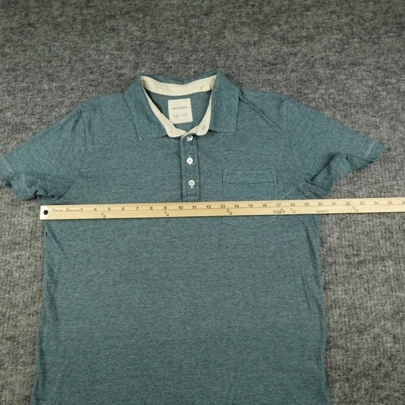 Billy Reid Polo Shirt Mens Medium Green Heathered Pensacola Cotton Pocket- - Picture 6 of 10